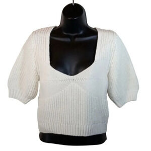 & OTHER STORIES Cropped Sweetheart Bustier Knit Top in cream size Medium